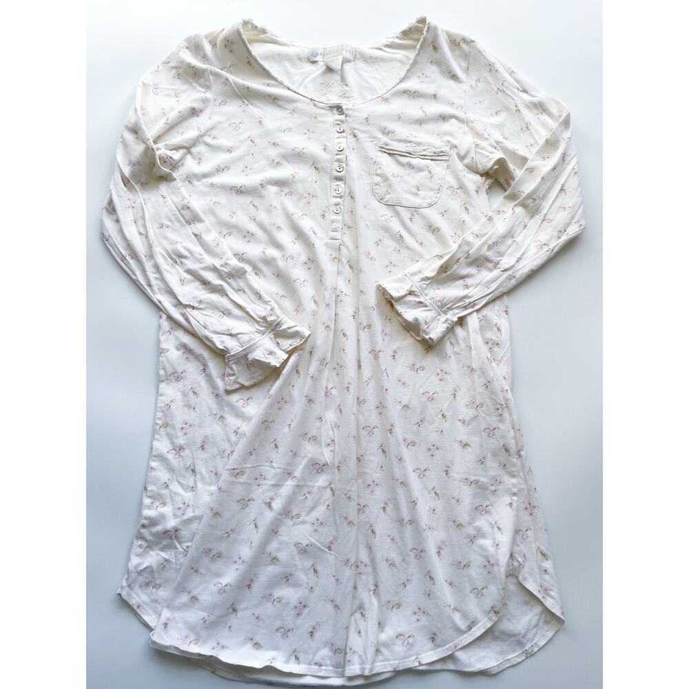 Women's Eileen West Cottagecore Cotton Long Sleeve Night Shirt Size Small